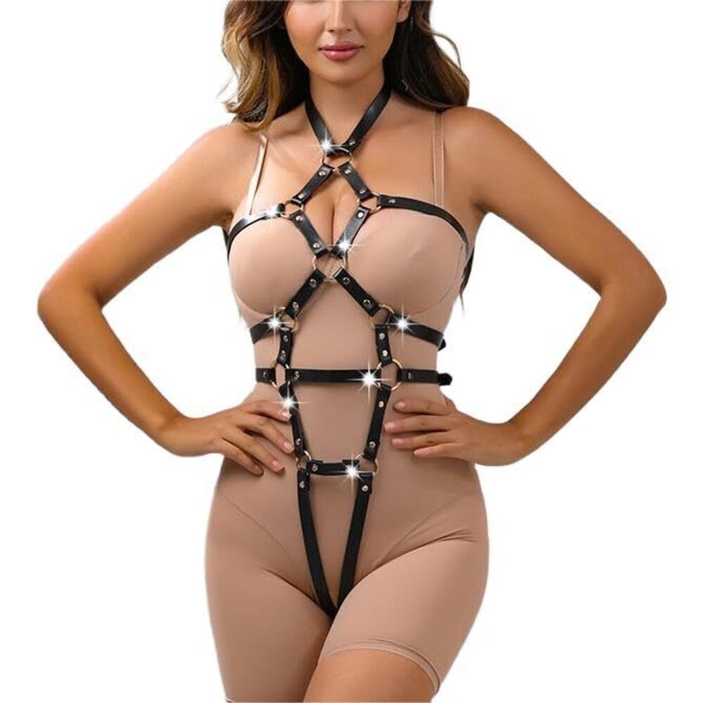7359 Body Harness Belt set Leather Caged bodysuit Harness Lingerie Sexy